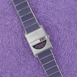 BREDA Pulse Tandem 1747C Stainless Steel Bracelet Watch, 26mm in Purple NIB $250